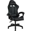 IlGruppone Sedia Gaming Professionale Similpelle Reclinabile con Braccioli Poltrona Ufficio Regolabile in Altezza Pistone Gas,Cuscino Poggiatesta E Lombare Gamer - Nero
