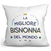 Mugffins Cuscino BISNONNA - En italiano - Il Miglior del Mondo - Idee Regali Divertenti - Rivestimento e Imbottitura (40x40 cm). Tatto Cotone
