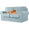 UNBBRRL Copridivano Ektorp Copri Divano in Velluto, Rivestimento Individuale del Cuscino E dello Schienale Salvadivano Lavabile Mobili Protector (Azzurro,Grande 3 posti 5 pz)