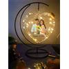 Collienght Foto personalizzate della bottiglia della lampada del cuore del ferro da appendere luce notturna di vetro decorazione regalo per San Valentino, Natale, anniversario, compleanno