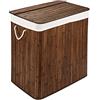 PANA®ECO Cesto biancheria in bambù con coperchio - 104 L, 52 x 32 x 63 cm | Sacco biancheria rimovibile - Cesto pieghevole - Compatto, pratico e robustoo - 100% Bambus - Ampia capacità