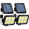 ARRANCIO Faretti Solari a LED Da Esterno, 98 LED Luci Solari Esterno Con Sensore Crepuscolare e di Movimento, Faro LED Esterno Con Pannello Solare Impermeabile IP65 (COB_10W_2UNI)