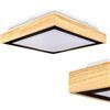 hofstein Plafoniera LED Corinto, lampada da soffitto in metallo/legno/plastica in bianco/nero naturale, angolare, 28,5 cm x 28,5 cm, 1150 lumen, 3000 K, 1 x LED 12 Watt (incluso)