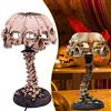 tairong Lampada Scheletro illuminata 3D, Lampada da Tavolo in Resina a 4 Teste con Teschio Lampada da Notte retrò a LED Decorazione Lampada Horror in Stile Industriale di Halloween
