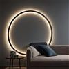 DESHOME Applique Circolare 50 cm Nera Lampada da Parete Rotonda LED 3 Colori di Luce + 10 Livelli di Luminosità Anello Illuminazione Indiretta per Interni con Alimentazione USB, per Soggiorno/Ufficio