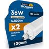 Eurocali 2 Plafoniere LED Impermeabili 36W 120CM Chip CREE 4820 Lumen IP65 Garanzia 6 Anni - Luce Naturale 4000K - Tubo Plafoniera Lineare da Soffitto per Garage Magazzino Ufficio con Alta Luminosità 133 lm/W