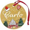 Corredino Neonato Pallina di Natale Personalizzata con Nome Carlo, Decorazione Natalizia 100% Italiana, colore oro da 8 cm (oro, Carlo)