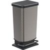 Rotho Paso Portarifiuti 40l con Coperchio, Plastica PP senza BPA, Grigio (Hexagon), 35.3 x 29.5 x 67.6 cm