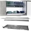 DACAN PROTECTION SCOLAPIATTI in acciaio inox 18/10 con vaschetta e portabicchieri 96 cm per pensile da 100 cm, griglia portapiatti, Elegante e Funzionale