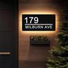 MEIEG Personalizzato Casa LED Segno Piastre, Targa di Indirizzo Personalizzata, 3D Porte Acriliche Segno Giardino Piastre Illuminate 5,9 X 11,8 Pollici