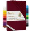 Lavea® Lenzuolo con Angoli Matrimoniale 180x200 cm - Jersey 100% Cotone - Per Materassi Topper fino a 10 cm - Con Elastico Tutto Intorno - Certificato OEKO-TEX - Bordeaux