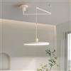 SEMANHUAOZ Grande lampada a sospensione moderna con braccio oscillante - Lampada da soffitto a LED dimmerabile da 15,7 pollici, lampada a sospensione color crema regolabile da 37 W for isola cucina, camera da le