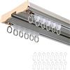 Generico Binario per Tende Doppia Fila, Binario Tenda Scorrevoli con Rulli Silenziosi Bastone per Tende In Alluminio da Soffitto Completo di tutti gli accessori per la casa in Ufficio divisore(Grigio,100CM)