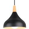 iDEGU Lampada a Sospensione Retrò LED Lampada a Soffitto in Legna Metallo Moderna Lampadario a Forma di Goccia Stile Scandinavo Plafoniera per Soggiorno Sala Da Pranzo Camera, 20 cm (Nero, 1 Pezzo)