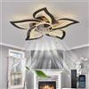 YUNZI Fiore Ventilatore Da Soffitto Con Luce E Telecomando Soggiorno Dimmerabile LED Lampadario Ventilatore Motore DC Reversibile 6 Velocità Plafoniera Con Ventilatore Design-Black