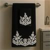 Corredocasa Coppia Asciugamani Bagno per Viso e Ospite, Made in Italy - Soffice Spugna di Cotone con dettagli in Macramè con Manifattura Italiana di Alta Qualità - 60x110cm e 40x60cm (Nero)