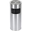 homewell Posacenere rotondo per esterni, in acciaio inox e laccato, per ufficio, con pattumiera + secchio interno da 30 l (set da 1, argento)