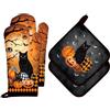 Arquiel Halloween Gatto Guanti Da Forno Presina Set Di 4, Cotone Addensare Guanti Da Forno A Microonde, Presine Da Cucina Morbida Resistenti Al Calore Per Arrostire, Cuocere Decorativo Regalo