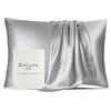 Zaizaihome Set di 2 federe in 100% seta di gelso, per capelli e pelle, 25 momme, grado 6A+, con cerniera nascosta, federa in seta su entrambi i lati, anti-invecchiamento, senza acne (king size, grigio argento, 2