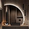 PHQCIV Specchio illuminato a 3 colori LED, specchio da bagno semicircolare alla moda, specchio da parete 50CM|60CM|70CM|80CM, specchio per il trucco con interruttore a sfiora(Size:70cm,Color:Taglio sinistro)