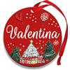 Corredino Neonato Pallina di Natale Personalizzata con Nome, Decorazione Natalizia 100% Italiana, Rosso, 8 cm (Rosso, Valentina)