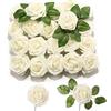 PartyWoo 20 rose artificiali, fiori artificiali, rose in schiuma, fiori artificiali, ideali per compleanni e matrimoni, feste (beige)