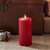 Lights4fun TruGlow® - Candela a forma di candela con LED bianco caldo, con batterie in cera rossa, altezza 20 cm, per interni