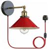 LEDSone Lampada da parete 1 lampadina E27 vintage lampada da parete in design industriale lampada retrò metallo nero paralume per interni loft lampade da parete (Rosso)