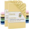 Lavea® Set di 2 lenzuola con angoli 200x220 cm - Beige | Microfibra, lenzuola con elastico su tutto il perimetro, traspiranti e rinfrescanti, facili da lavare, lenzuola con angoli