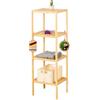 Floordirekt Scaffale in bambù Sottile per Bagno, Camera da Letto, Soggiorno, mensola in Legno con 4 Ripiani, Dimensioni 34 x 33 x 110 cm (Lowa)