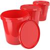 FixedByU 3X Secchio con coperchio da 16 litri Rosso - ermetico e stabile per uso alimentare, secchio vuoto con manico e chiusura per alimenti, chimica, vernice murale, detersivo in polvere, adesivi