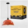 LEDSone Lampada a sospensione da soffitto in stile retrò vintage industriale con paralume a cupola nero da 40 cm, attacco E27 UK (Orange)
