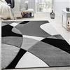 Paco Home Tappeto Di Design Moderno Motivo Geometrico Taglio Sagomato In Nero Bianco, Dimensione:80x300 cm