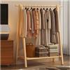 BEARQUN Appendiabiti da Terra Moderno con Scarpiera - Appendiabiti in Legno Massiccio con Ganci - Stender Pieghevole - Design Moderno Industriale - Altezza di 150CM