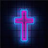 BedEuu Gesù Neon Sign - Croce dimmerabile LED Decorazione da parete per camera da letto, soggiorno, chiesa, regali di Natale e Pasqua, decorazione religiosa per la casa 15,75 pollici (Pink-Blue)