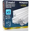 Eurocali 5x Profili Angolari da 2 metri (10mt) in Alluminio Bianco per Strisce LED Copertura Opaca larghezza max striscia led 12.1mm - 19 x 19