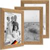 PHOTOLINI Cornici in legno 20x30 cm in look rovere, set di 3 cornici per foto in vero legno rustico, con vetro, da parete, accessori extra - aspetto legno naturale di deriva
