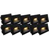 Partenopea Kit 10 Faretto segnapassi da esterno lampada da muro luce cct caldo bianco naturale freddo IP65 LED 5w 300 Lumen ad incasso per scatola cassetta 503 (NON INCLUSA) scale giardino viale (Nero kit 10)