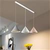 RXPVUXE Lampada a sospensione moderna Macaron a 3 luci Lampada a sospensione nordica a LED Lampadario lineare da pranzo regolabile, Apparecchio di illuminazione per isola cucina a forma di cono 54W 30