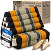 livasia Cuscino Thai 2 segmenti - 120x50x8cm - Cuscino Triangolare Cuscino per sedersi, Cuscino a Cuneo kapok, Cuscino per la Schiena Pieghevole, Tappetino Thai, Fatto a Mano (Nero/Arancione)