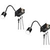 ledscom.de 2 pezzi Lampada da parete WAIKA, a collo d'oca, nera, presa, USB-C, USB-A, incl. lampada LED GU10, dimmer a 3 livelli, 500lm, bianco caldo