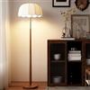 KlkrzJwy Lampada Da Terra In Legno Di Metà Secolo 60,2, Lampada In Lino Alta In Noce Con Tessuto Rotondo E26 Dimmerabile, Lampada Da Terra Per Zona Divano Del Soggiorno