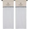 HOME ZEN HOUSEHOLD LINEN coppia di tendine a vetro da cucina art valence shabby tessutto effetto lino seta in poliestere con applicazione farfalla motivo scozzese e inserti provenzali mis 60x240cm dis gran tirolo grigio