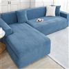 AYUOEODM Copridivano Impermeabile Copertura Divano Angolare 3 2 4 Posti Con Penisola, Elasticizzato Salvadivano Chaise Longue Forma Di L Antiscivolo Per Cane Gatto Antigraffio(Blue,145cm-185cm)