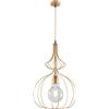 Belight Sospensione Industrial 1 Luce Gabbia Ferro Laccato Oro