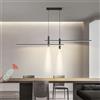 Lanekd Moderna Lampada a Sospensione LED Lampadario Dimmerabile Tavolo da Pranzo Cucina Salotto con Telecomando Plafoniera Altezza Regolabile Sala da Pranzo Camera da Letto Ufficio Soggiorno (Nero, L90cm)