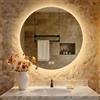 S'AFIELINA Specchio da bagno con illuminazione rotondo, 80cm, specchio LED con interruttore touch, specchio da bagno rotondo con 3 temperature di colore (caldo, neutro, freddo), dimmerabile