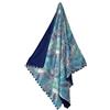 Seamar Kikoy con Pon Pon Telo Mare Doppio - Pareo 90x160cm 100% Cotone Fronte 100% Spugna di Poliestere Retro Telo Mare Pareo (Felci Blu)