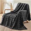 TOPCHANCES Coperta Plaid Pile Divano 130x160cm,450g/M² Tessuto A Singolo Strato Super Morbida In Pelliccia Sintetica Di Coniglio Coperta Riscaldante Per Camera Da Letto,Ufficio E Divano,Grigio