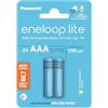 eneloop lite, batterie ricaricabili AAA/Micro, confezione da 2, capacità di min. 550 mAh, batterie Ni-MH, pronte all'uso, ricaricabili fino a 3000 volte, confezione senza plastica, lite, blu